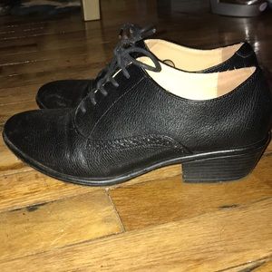 Black faux leather Oxford shoes